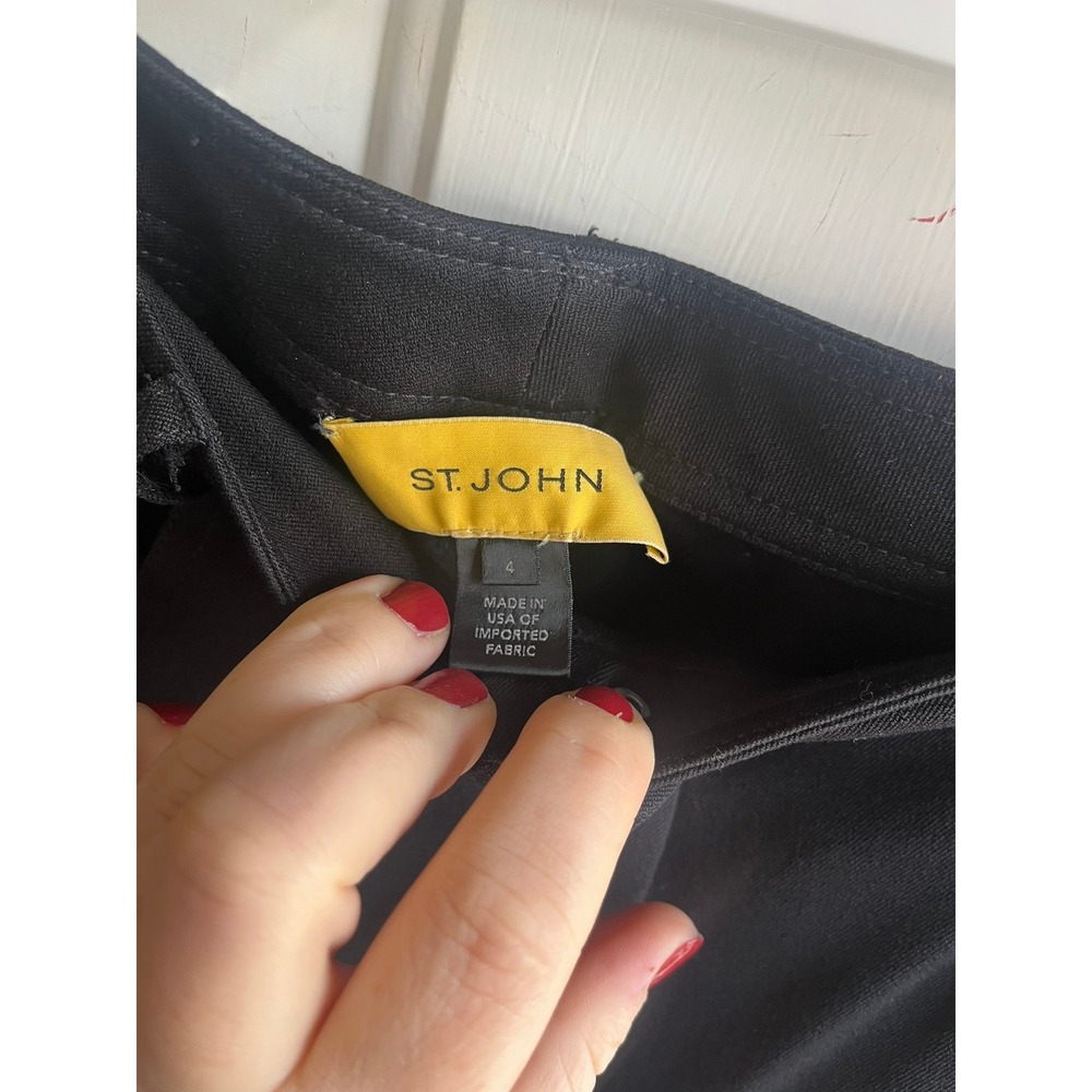 St. John Women's Black Designer Business Straight Leg Hi-Rise Ankle Pant Sz 4 - Picture 7 of 10